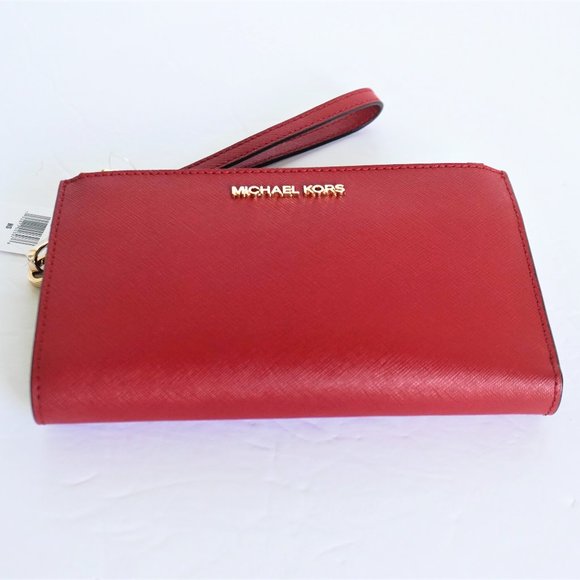 Michael Kors Jet Set Double Zip Wristlet Red Flame - Picture 3 of 5